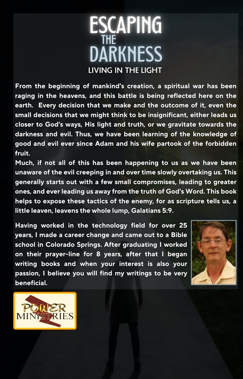 Escaping the Darkness, back cover